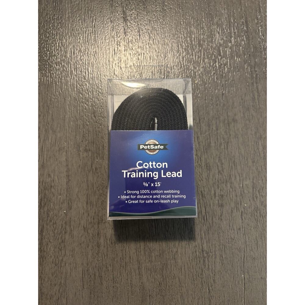 NIB PetSafe Black Cotton Training Lead leash Size 5/8 "x15'